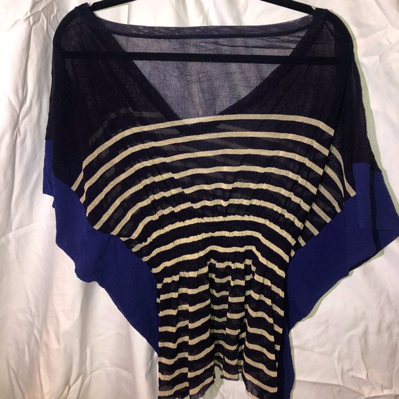 Jean Paul Gaultier Sheer Navy Mesh Striped Top